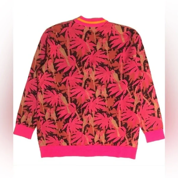 J. Crew Pink Orange V-Neck Boyfriend Oversized Cardigan - Large - Picture 2 of 6